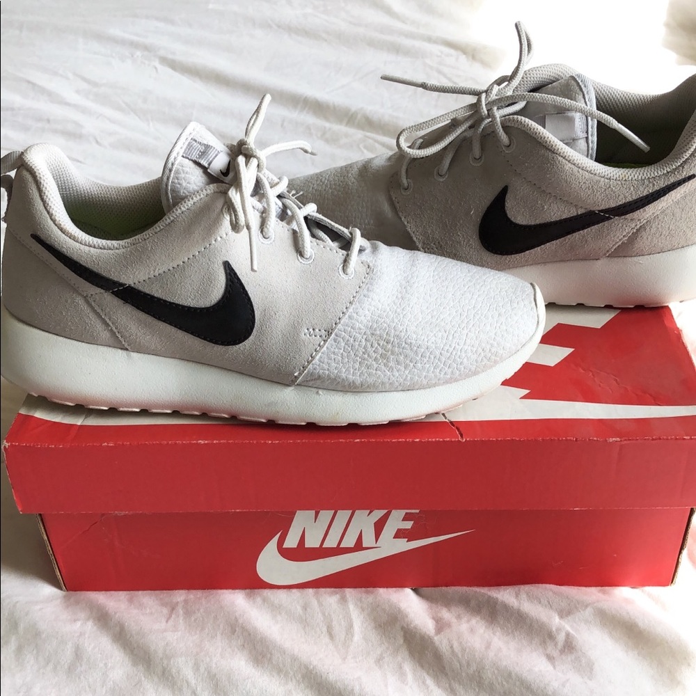 Grey suede and leather Nikes